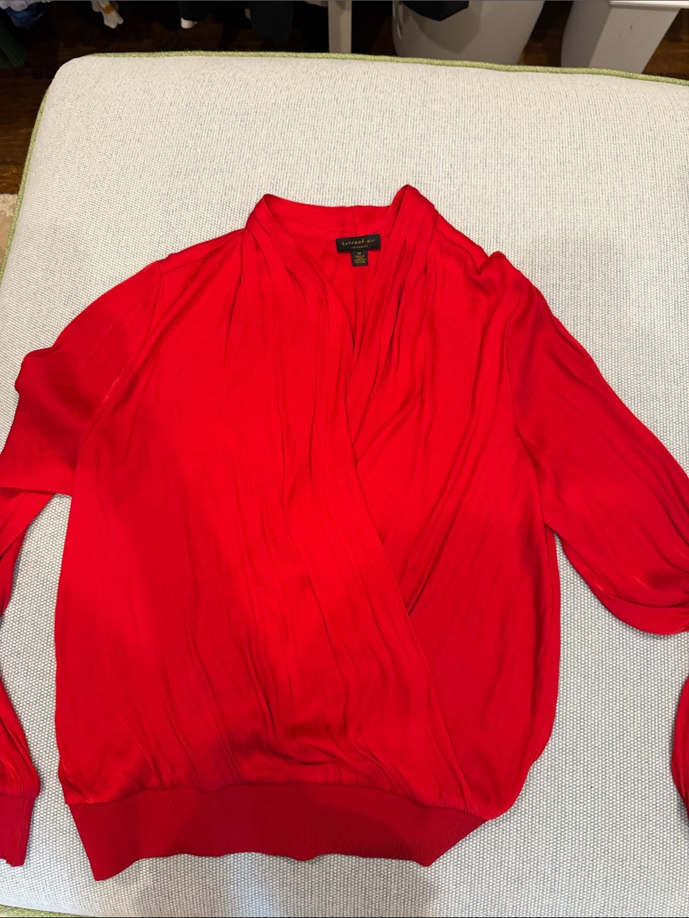 Current air silky Red Wrap-Style Long Sleeve Top